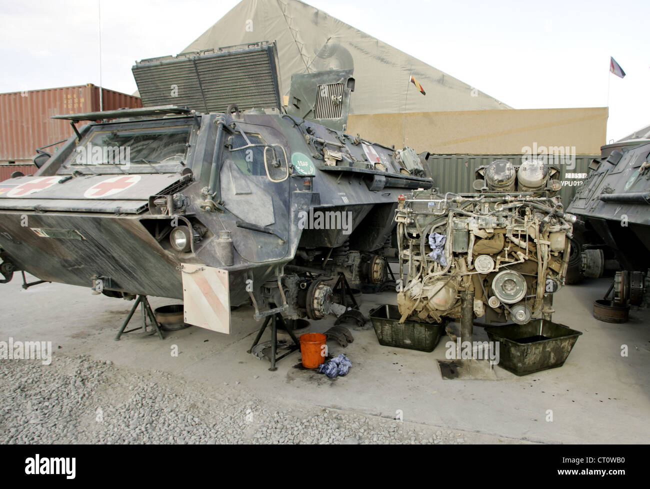 German ISAF repair unit, Camp Warehouse Stock Photo