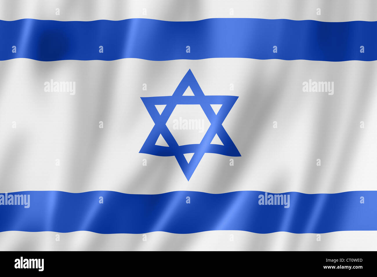 Israel flag, three dimensional render, satin texture Stock Photo