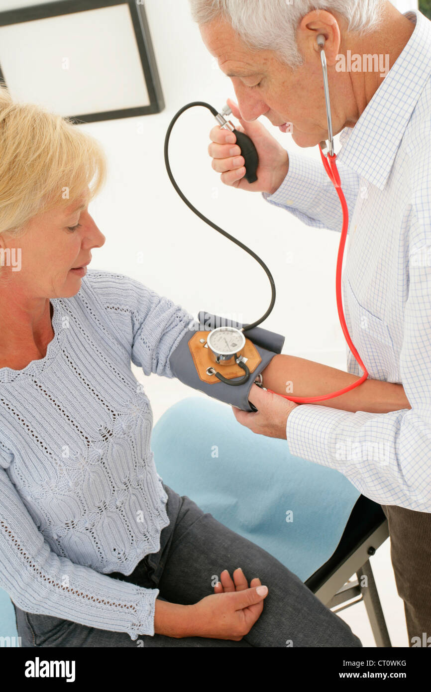 BLOOD PRESSURE, ELDERLY PERSON Stock Photo Alamy