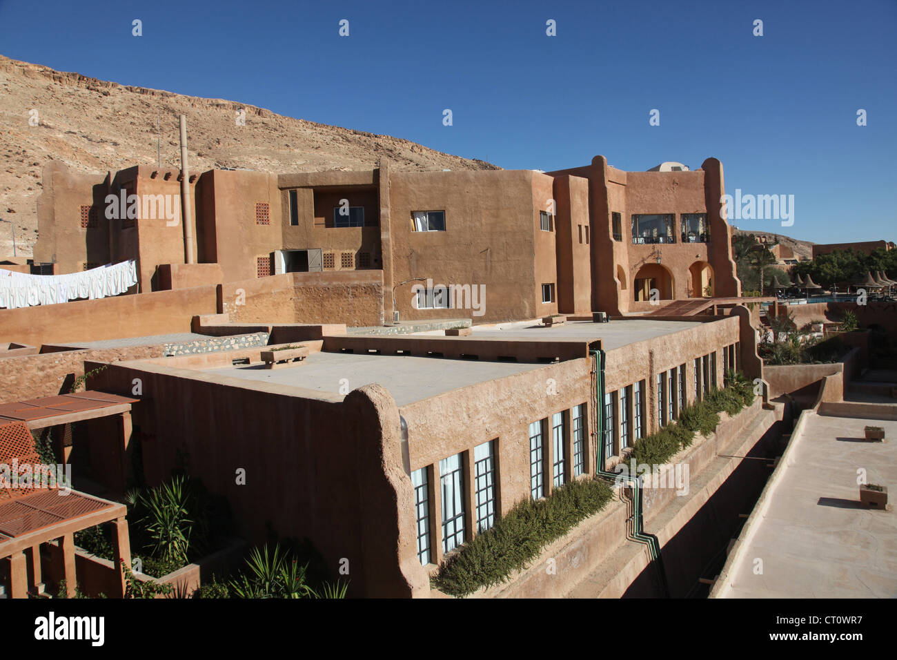 Hotel in the desert, Tamerza, Tunisia Stock Photo