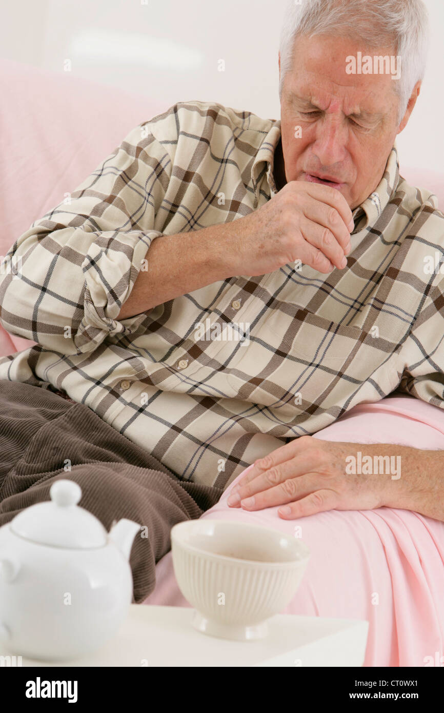 ELDERLY PERSON COUGHING Stock Photo Alamy