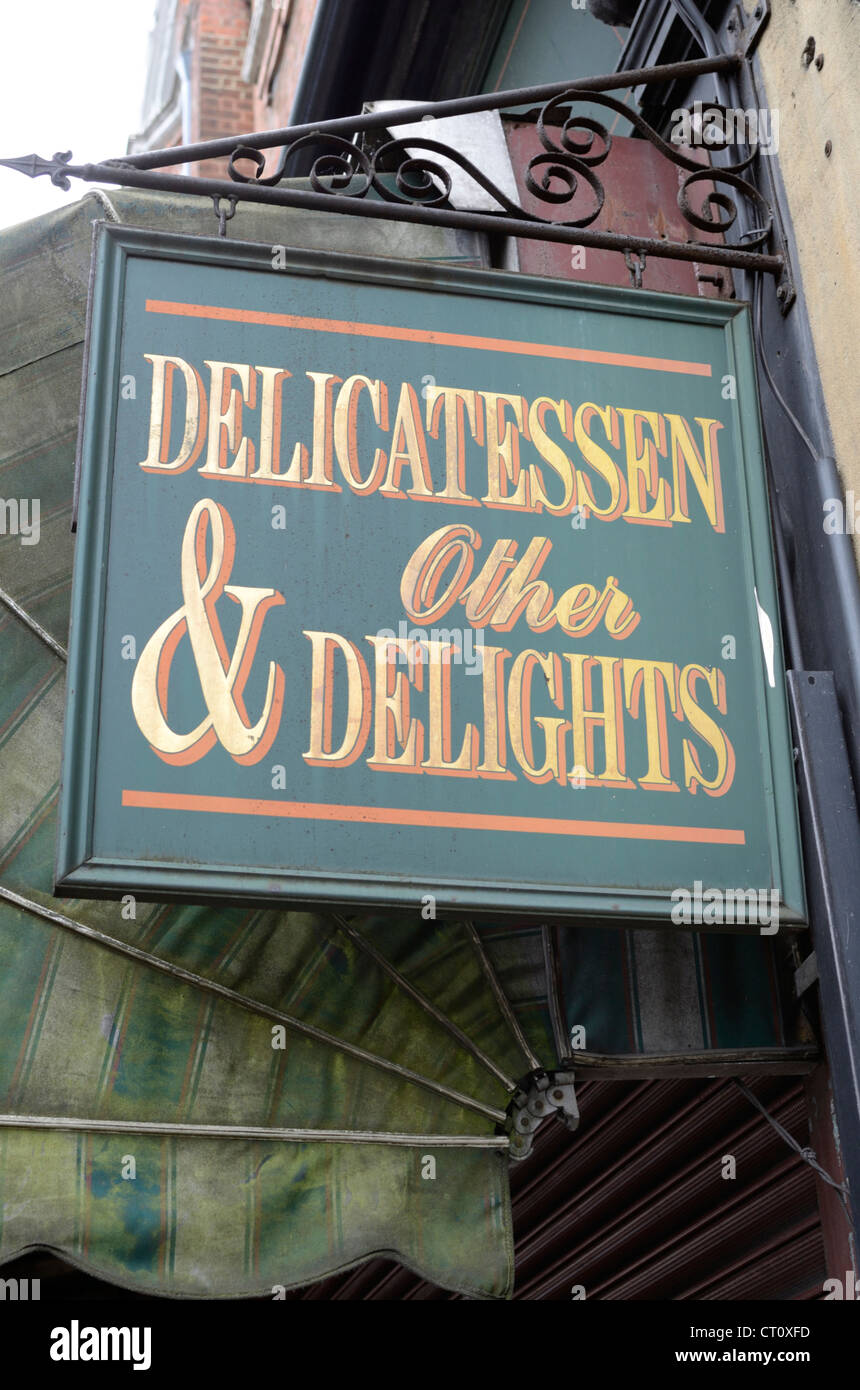' Delicatessen and other Delights ' outside a shop Stock Photo Alamy