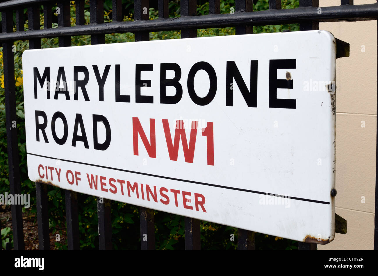 Marylebone Road NW1 street sign, City of Westminster, London, UK Stock Photo