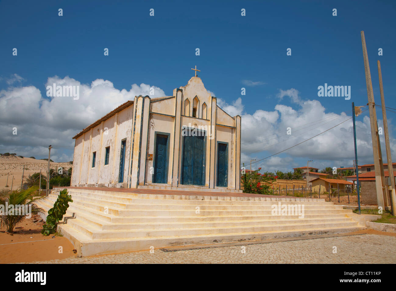 Church in desert town Stock Photo