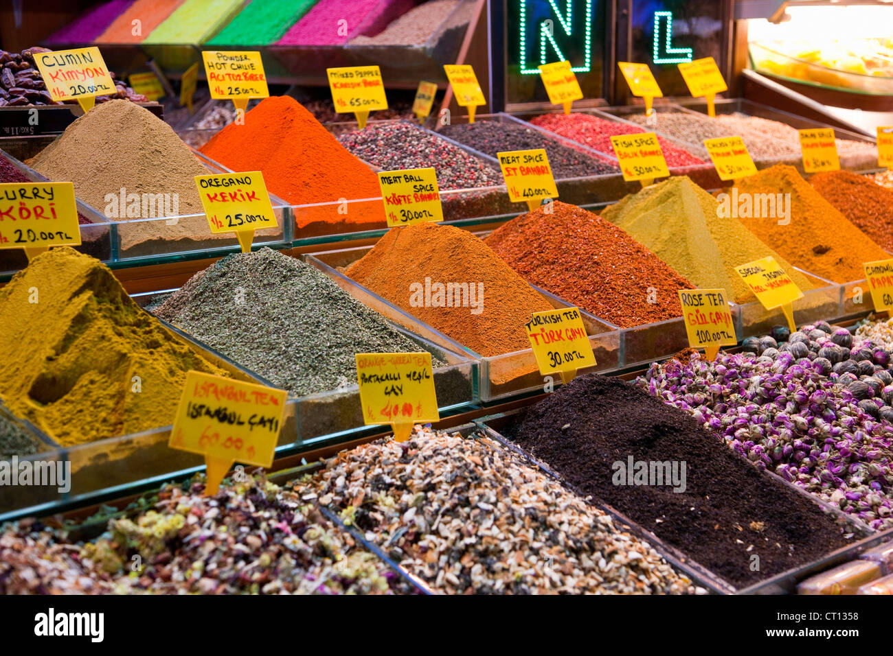 Ground spices for sale Stock Photo