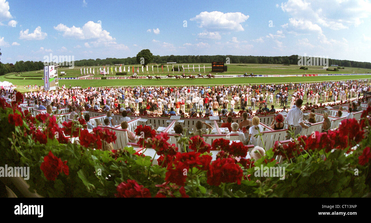 Panorama of the racecourse Hoppegarten Stock Photo