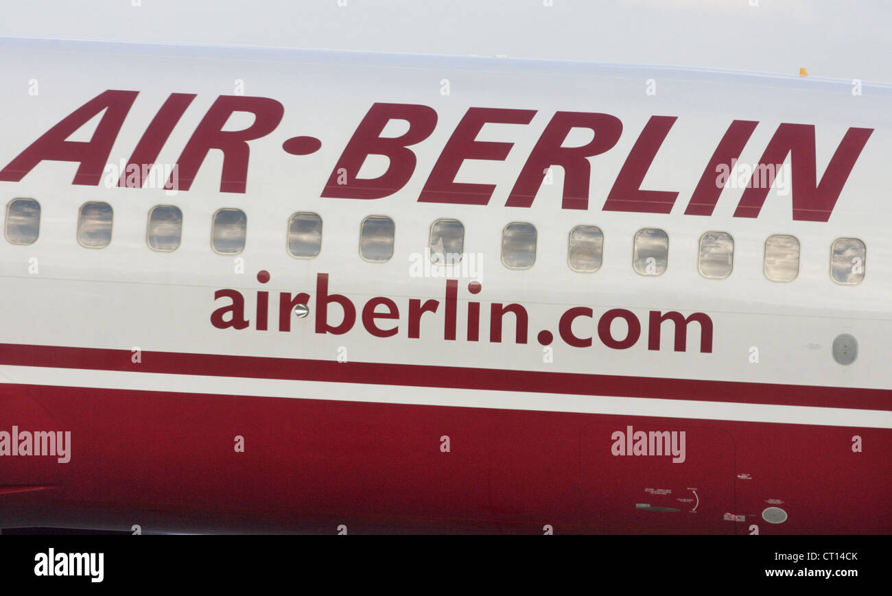 The logo of the airline Air Berlin on a machine Stock Photo