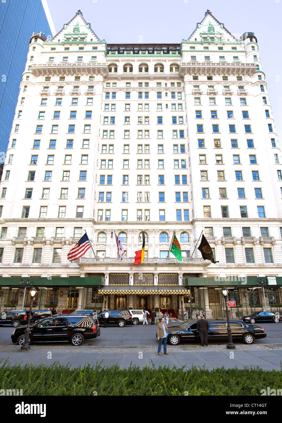 The Plaza Hotel on the corner of Central Park and Fifth Avenue in Manhattan, New York, USA. Stock Photo