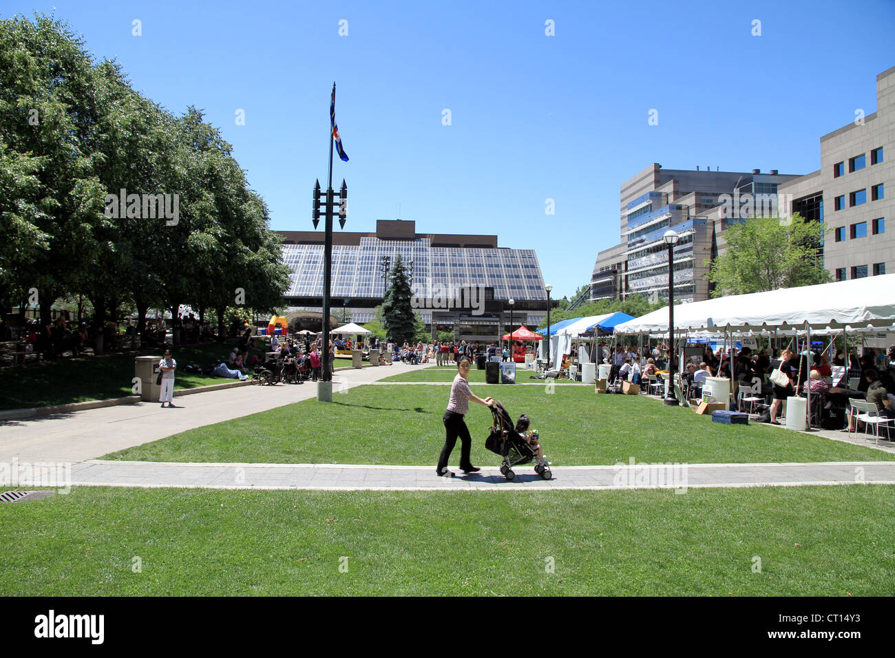 A view of the North York Centre and Mel Lastman Square in Toronto Stock