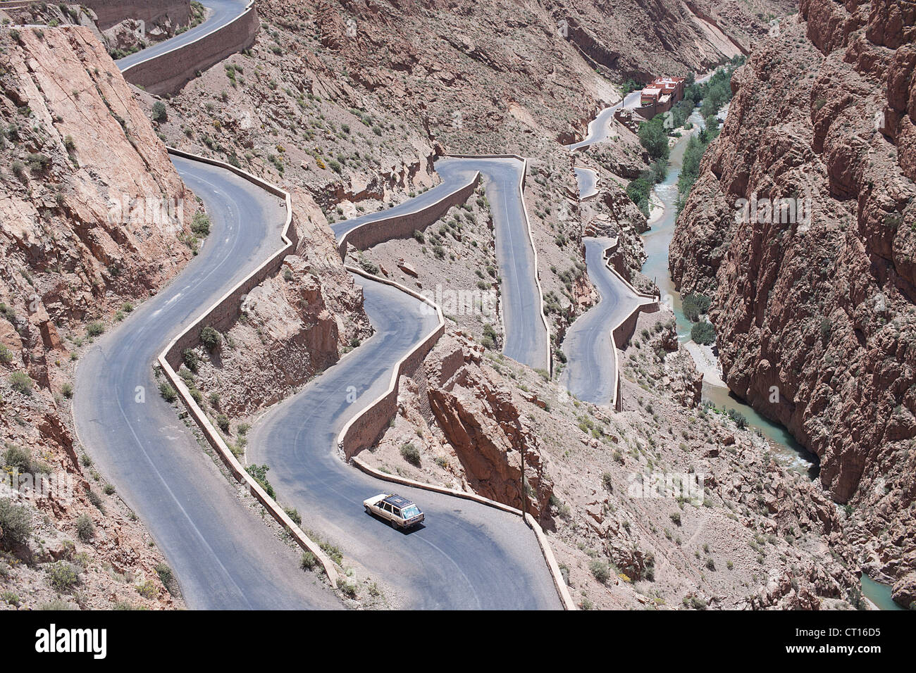 Aerial view of winding mountain road Stock Photo - Alamy