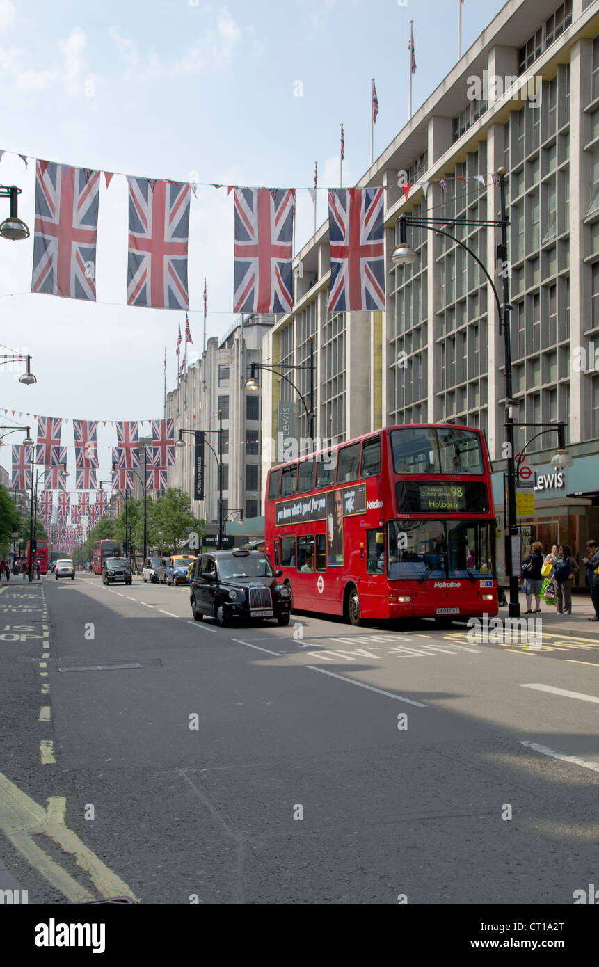 Union Jacks flying above Oxford Street, London Stock Photo Alamy