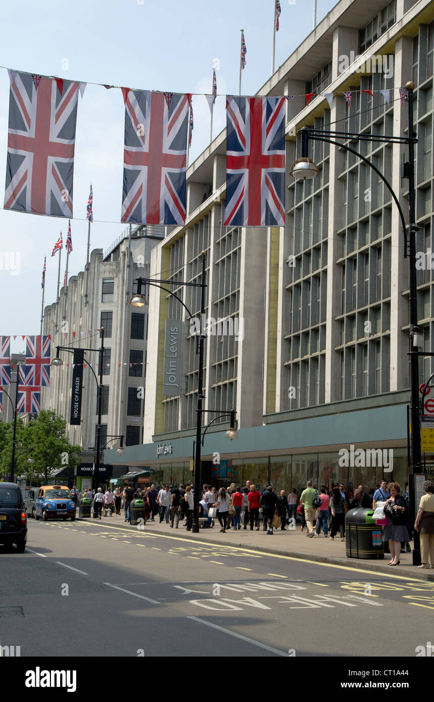 Union Jacks flying above Oxford Street, London Stock Photo Alamy