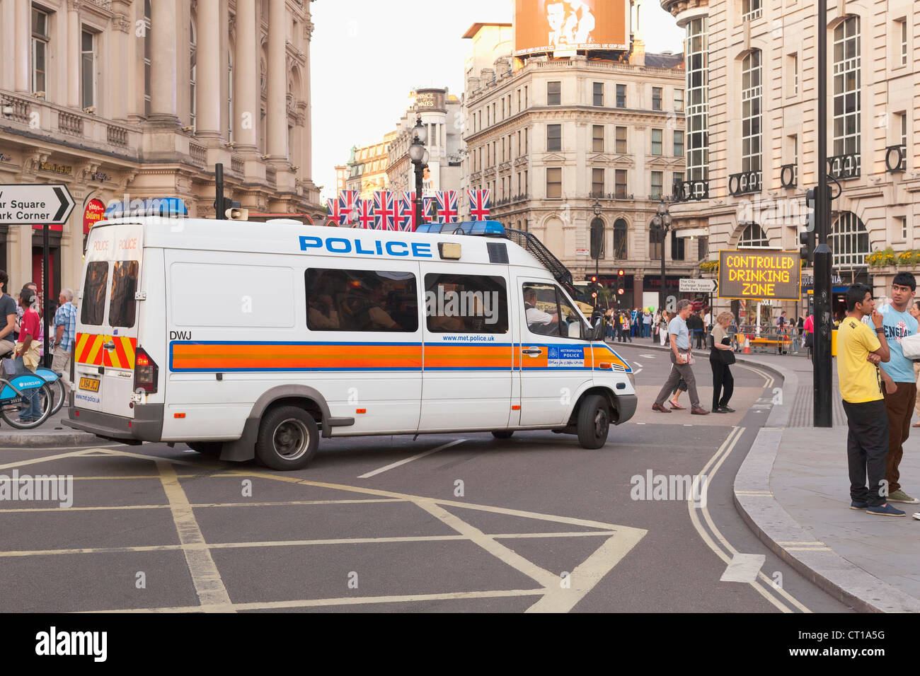 Police Mini Bus Van in central London, UK Stock Photo