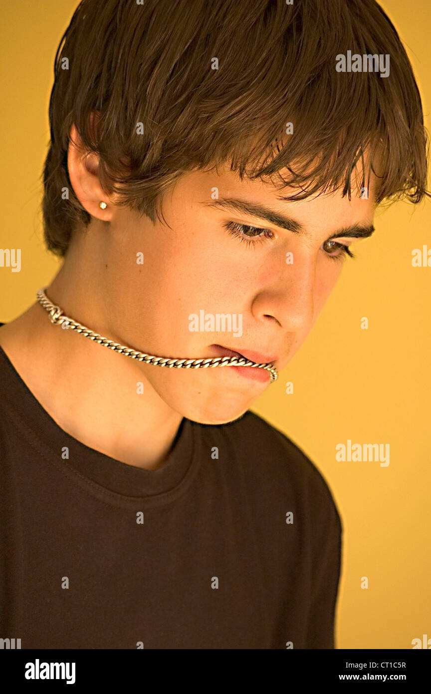 PORTRAIT OF ADOLESCENT BOY Stock Photo
