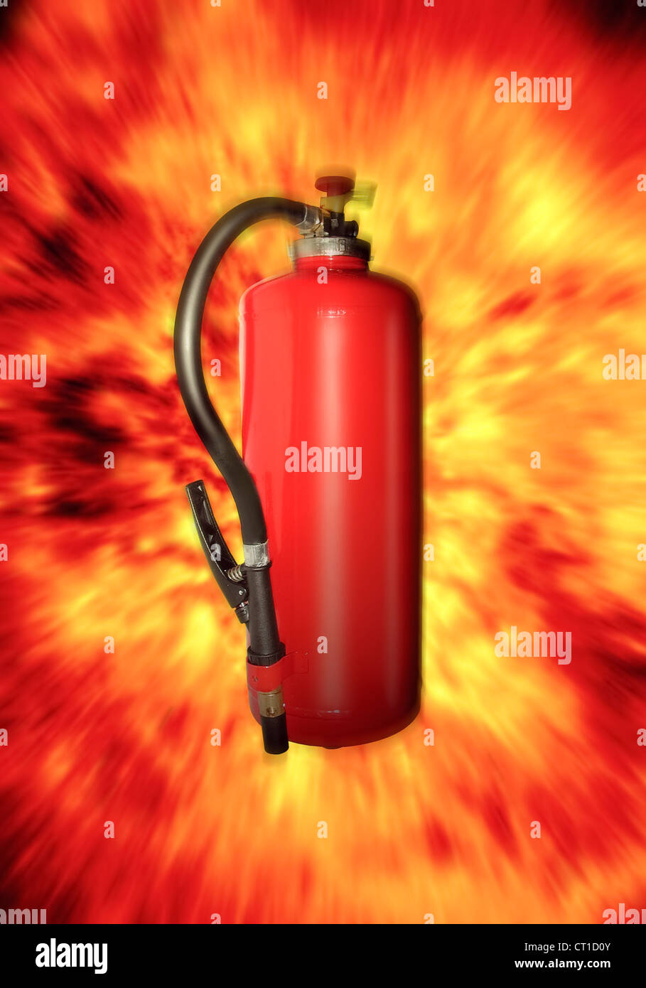 Feuerlöscher mit Flammen - Explosion Stock Photo