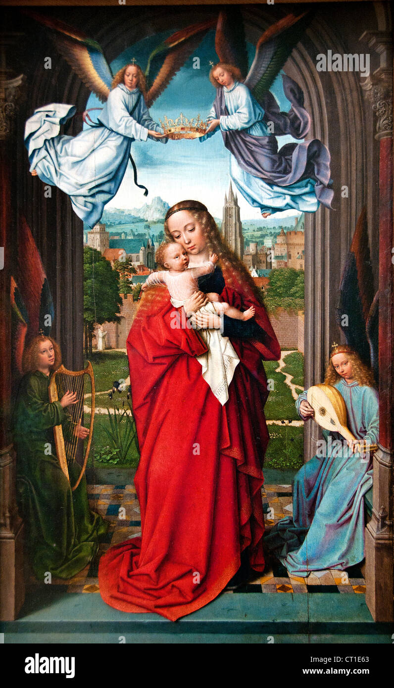 Virgin and Child with Four Angels 1480 by Gerard DAVID 1450 - 1523 Belgian Belgium Dutch Netherlands Stock Photo
