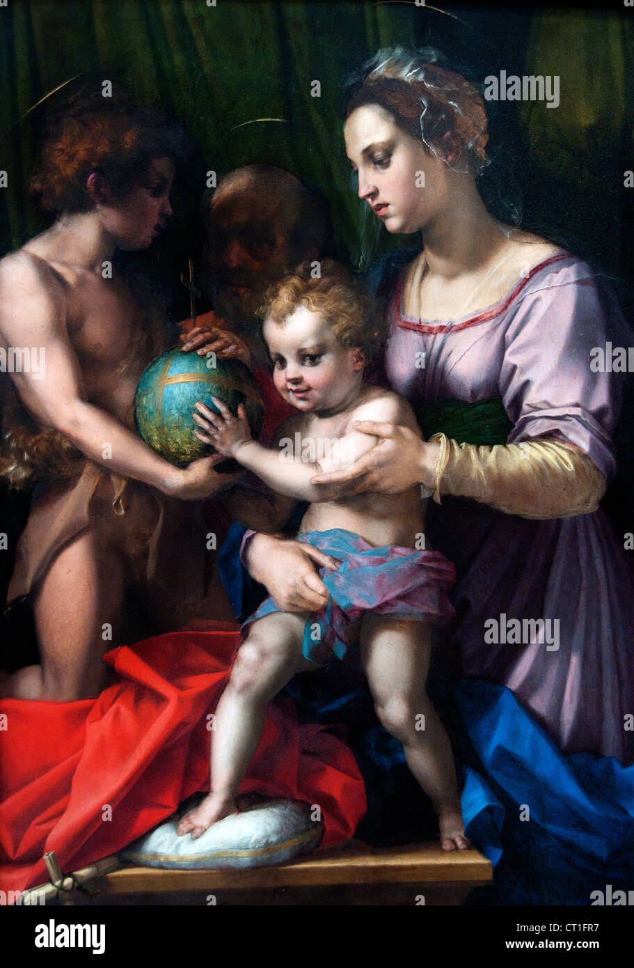 The Holy Family with the Young Saint John the Baptist 1530 Andrea d' Agnolo, said, Andrea del Sarto, Florence, Italy, Italian , Stock Photo