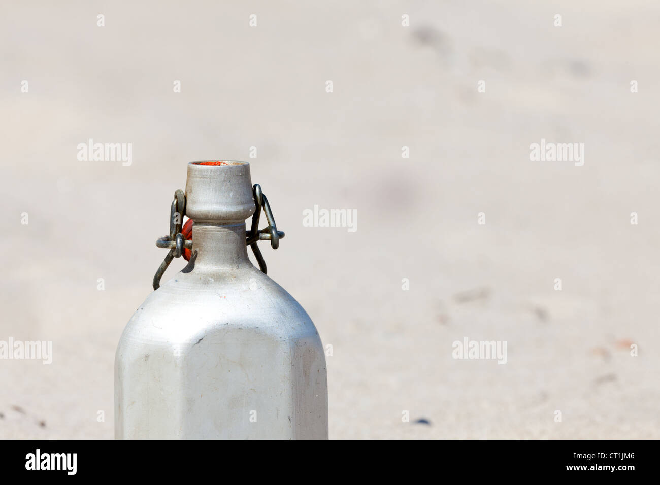 An empty canteen is in the desert sand Stock Photo Alamy
