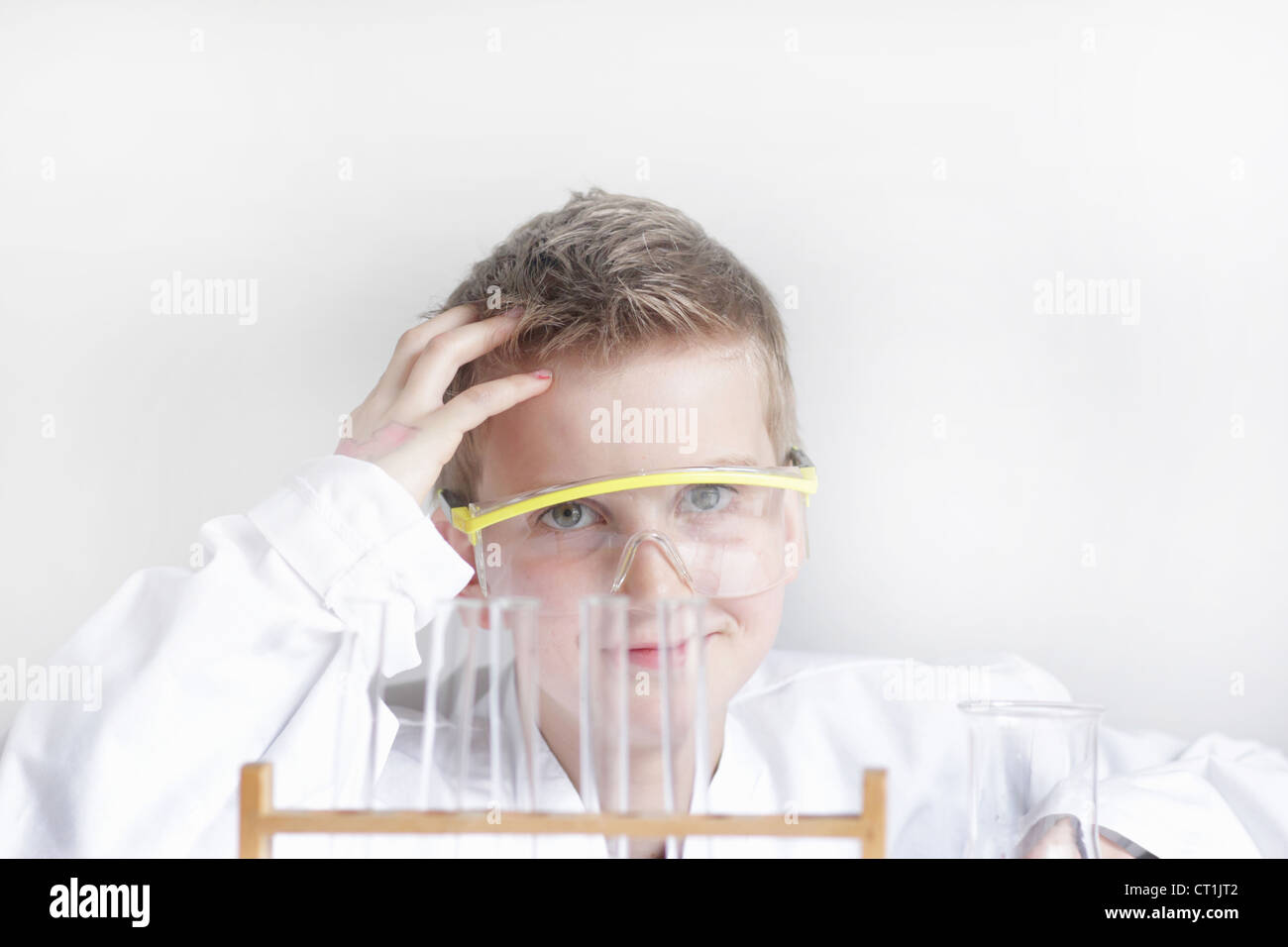Student wearing safety goggles in lab Stock Photo Alamy