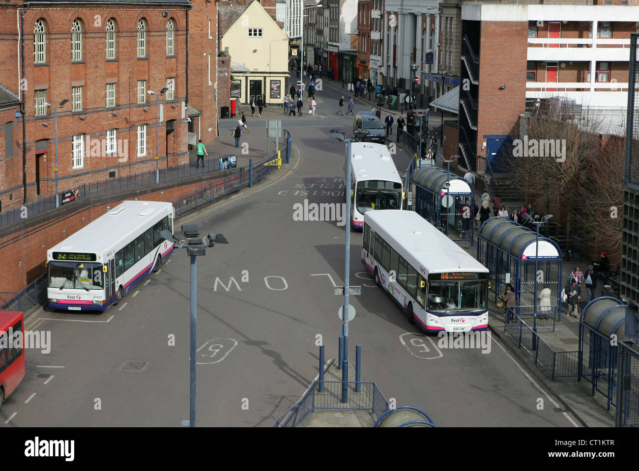 first midland red buses at worcester bus station, crowngate car park uk