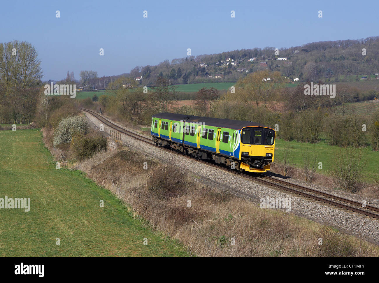 London midland passenger train on a service out of hereford at Stoke edith Stock Photo