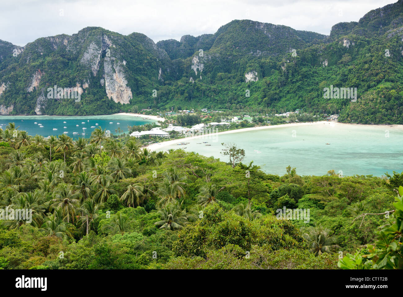 Ton Sai and Loh Dalam bay view, ko phi phi island, Thailand Stock Photo