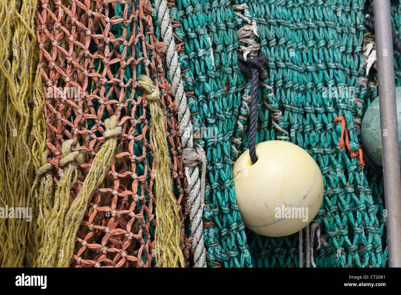 Background Colorful Fishing Nets Floats Close Stock Photo 1526074235