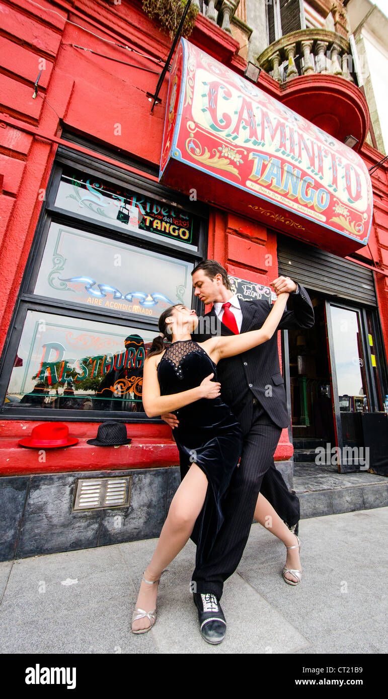 Tango street dancers outside the Caminito Buenos Aires Argentina South America Stock Photo