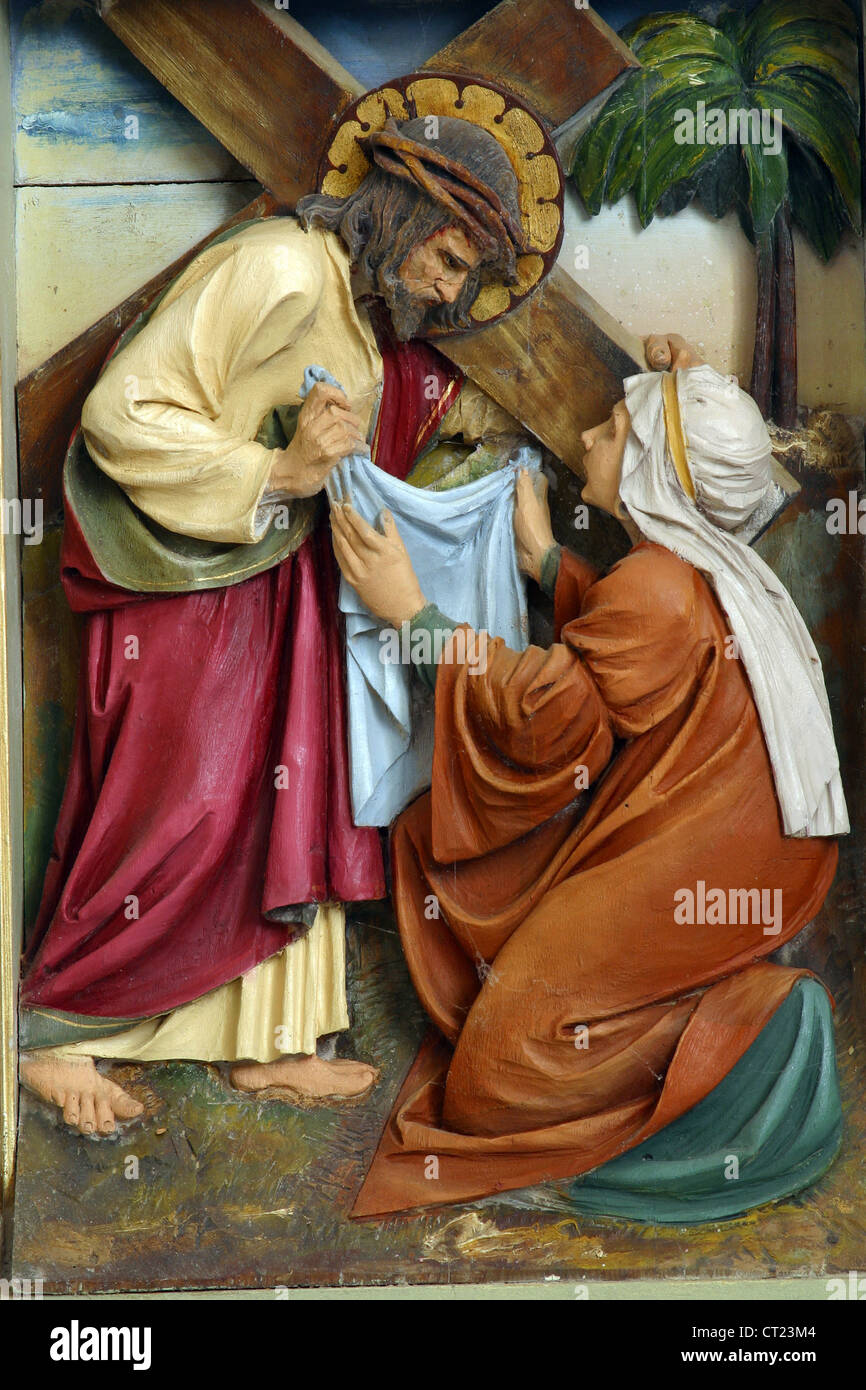 Veronica wipes the face of Jesus Stock Photo - Alamy
