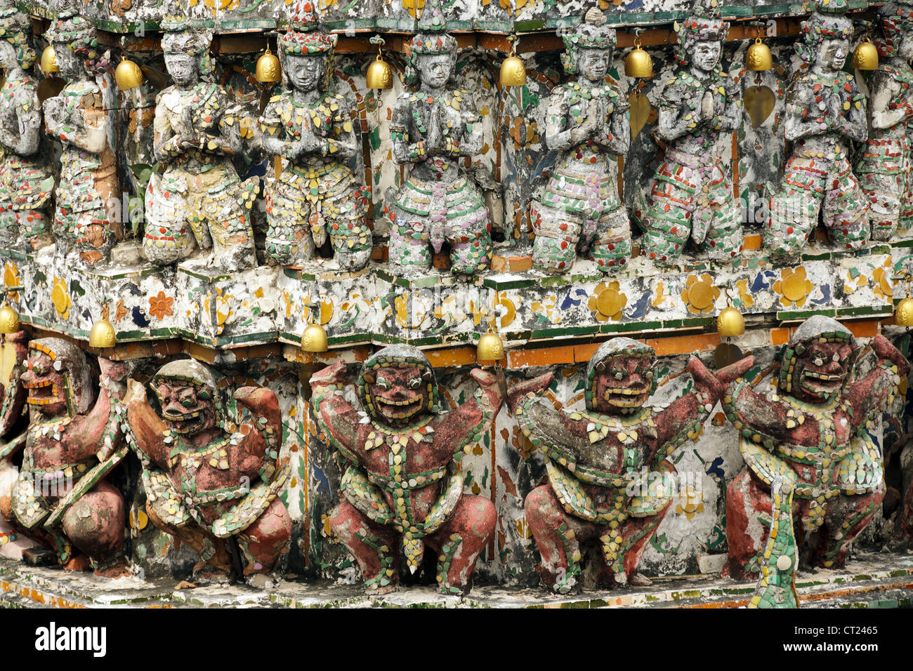 thai ancient religious sculpture of wat arun temple, Bangkok, Thailand Stock Photo
