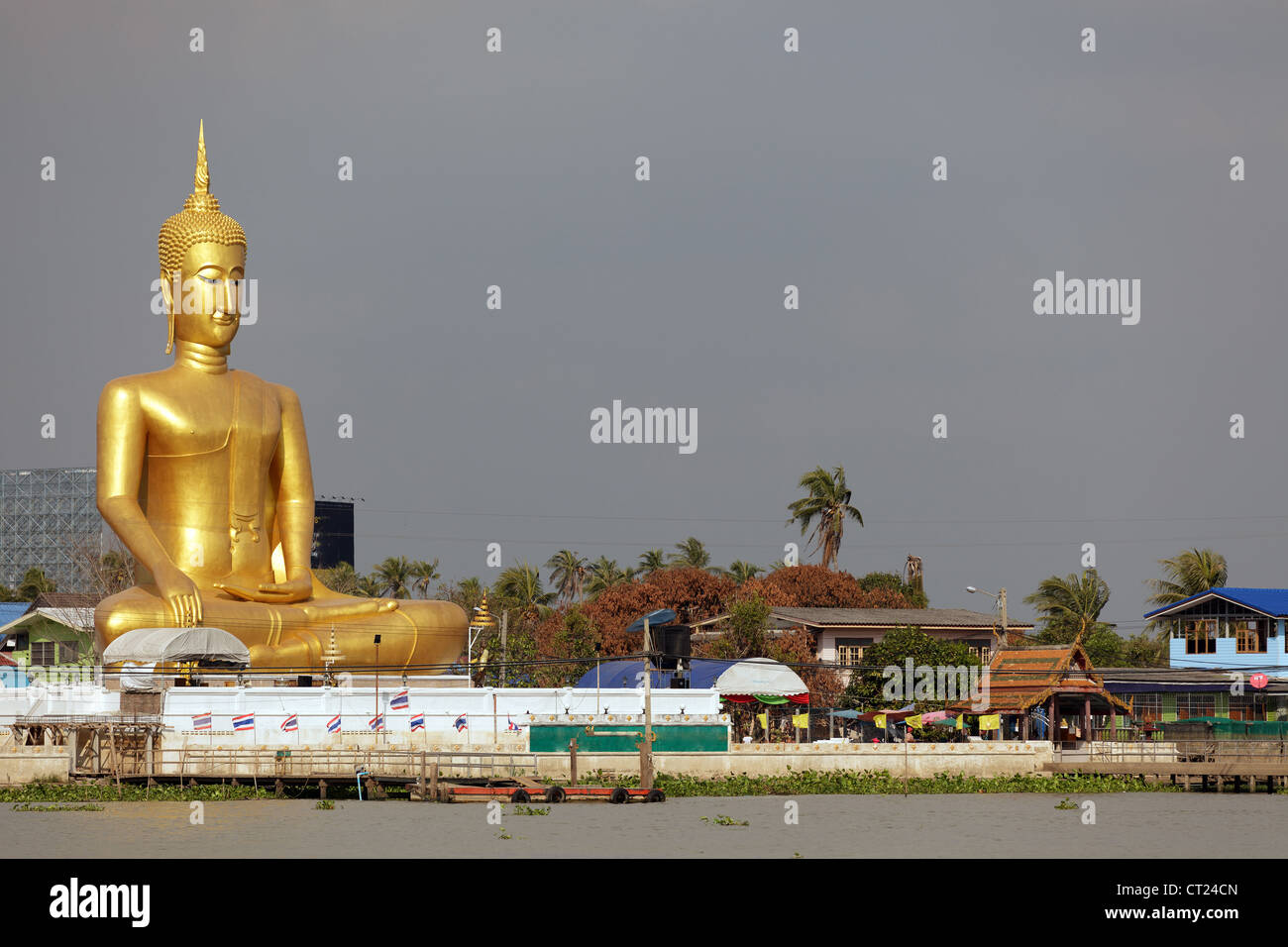 giant golden buddha statue near wat Bang Chak, Thailand Stock Photo