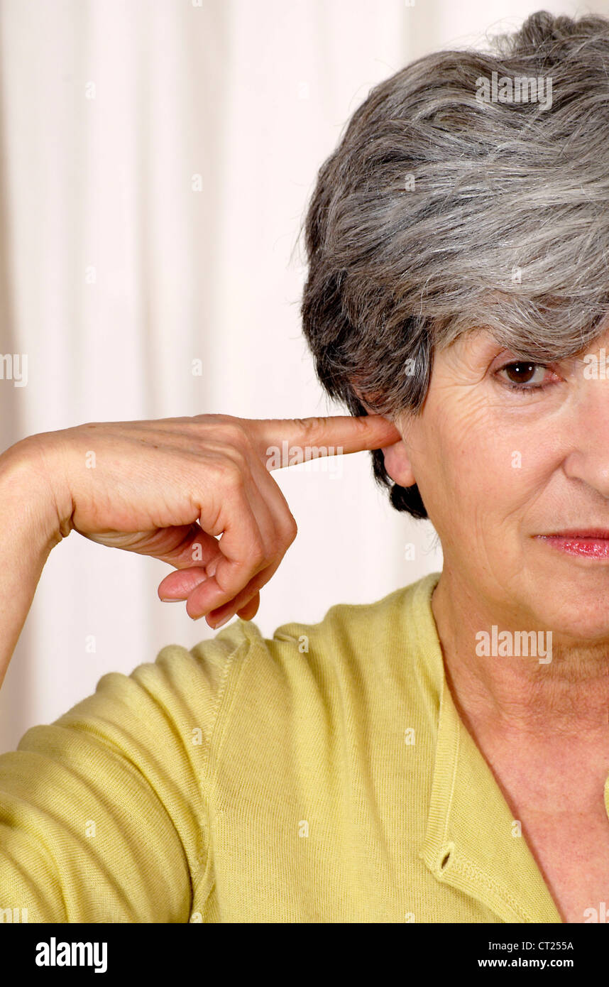 HEARINGIMPAIRED ELDERLY PERSON Stock Photo Alamy