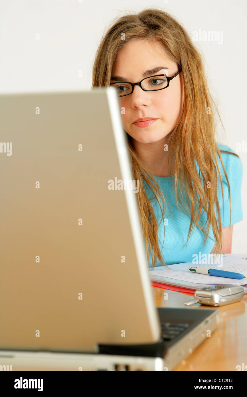 TEENAGER AT A COMPUTER Stock Photo Alamy