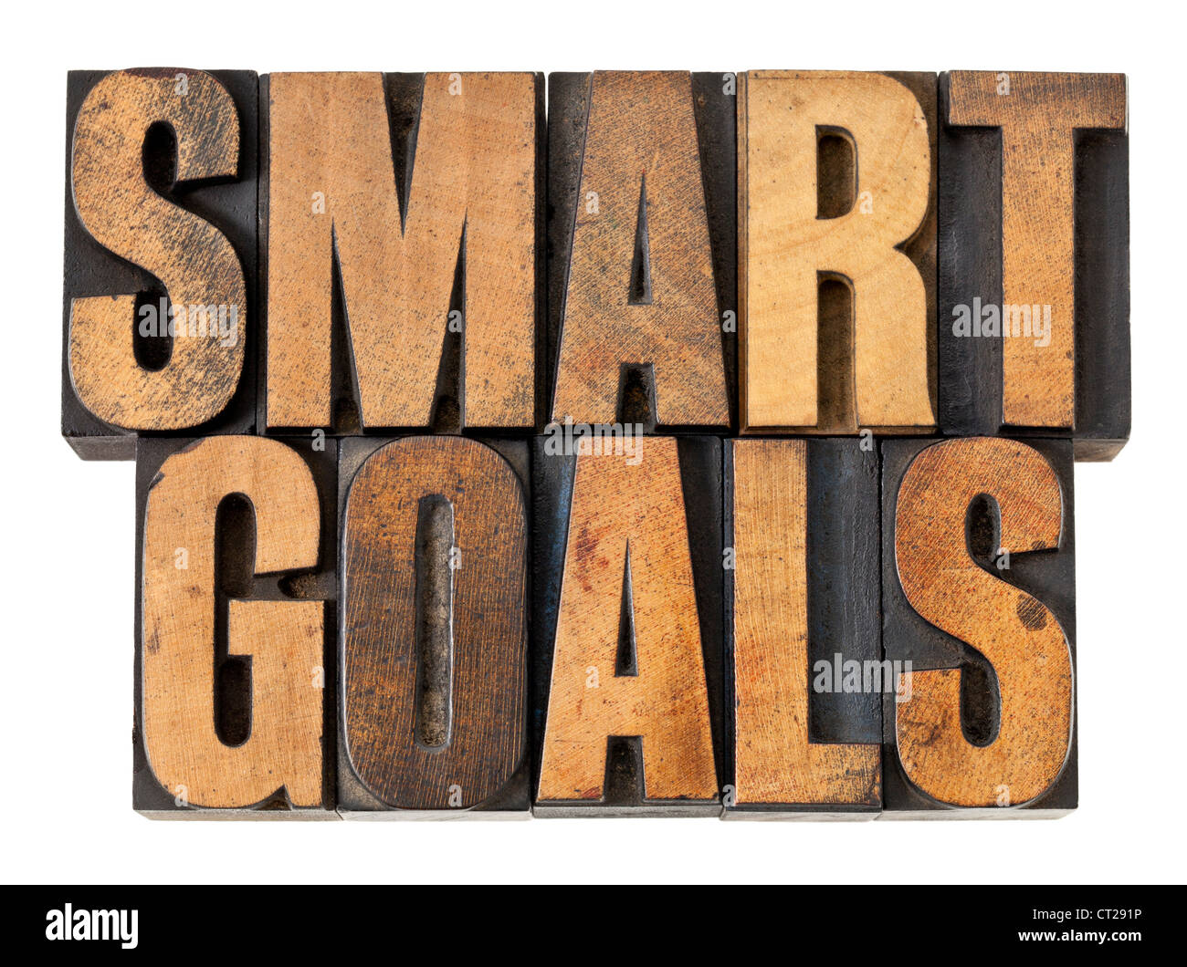 SMART goals phrase - isolated text in vintage letterpress wood type Stock Photo