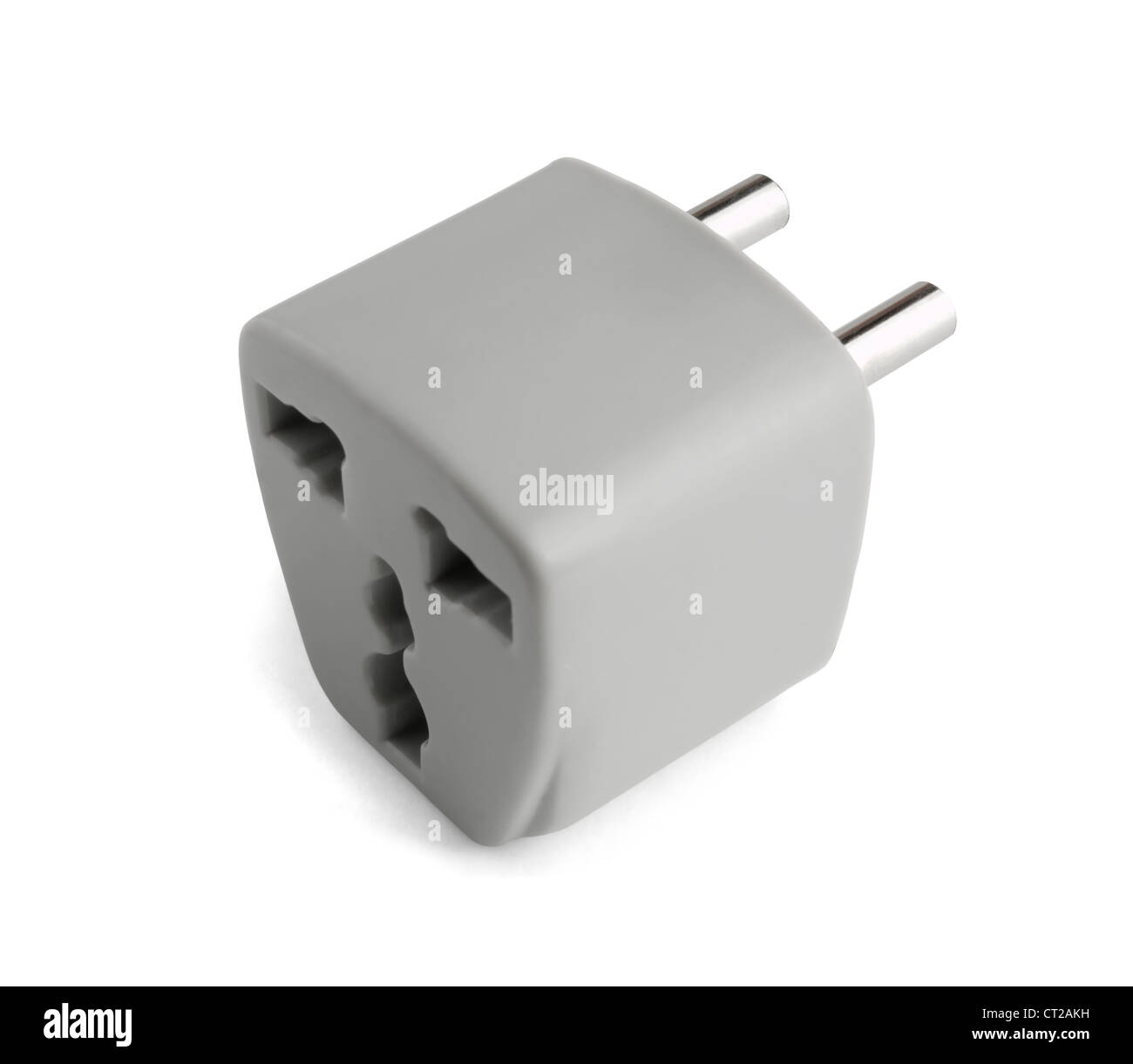 Universal AU US UK to EU power travel adapter Stock Photo