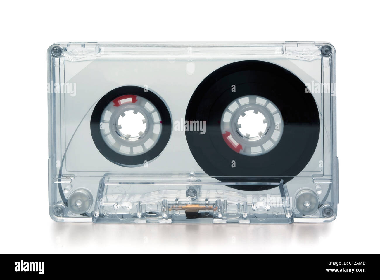 Transparent compact cassette tape isolated on whit Stock Photo