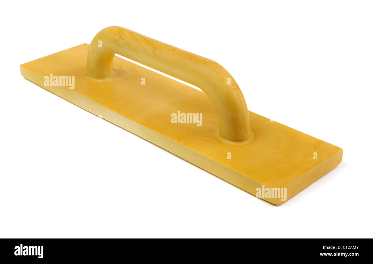 Yellow polyurethane plastering float isolated Stock Photo
