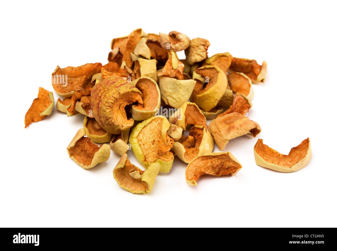 Slices of dried apple isolated on white Stock Photo