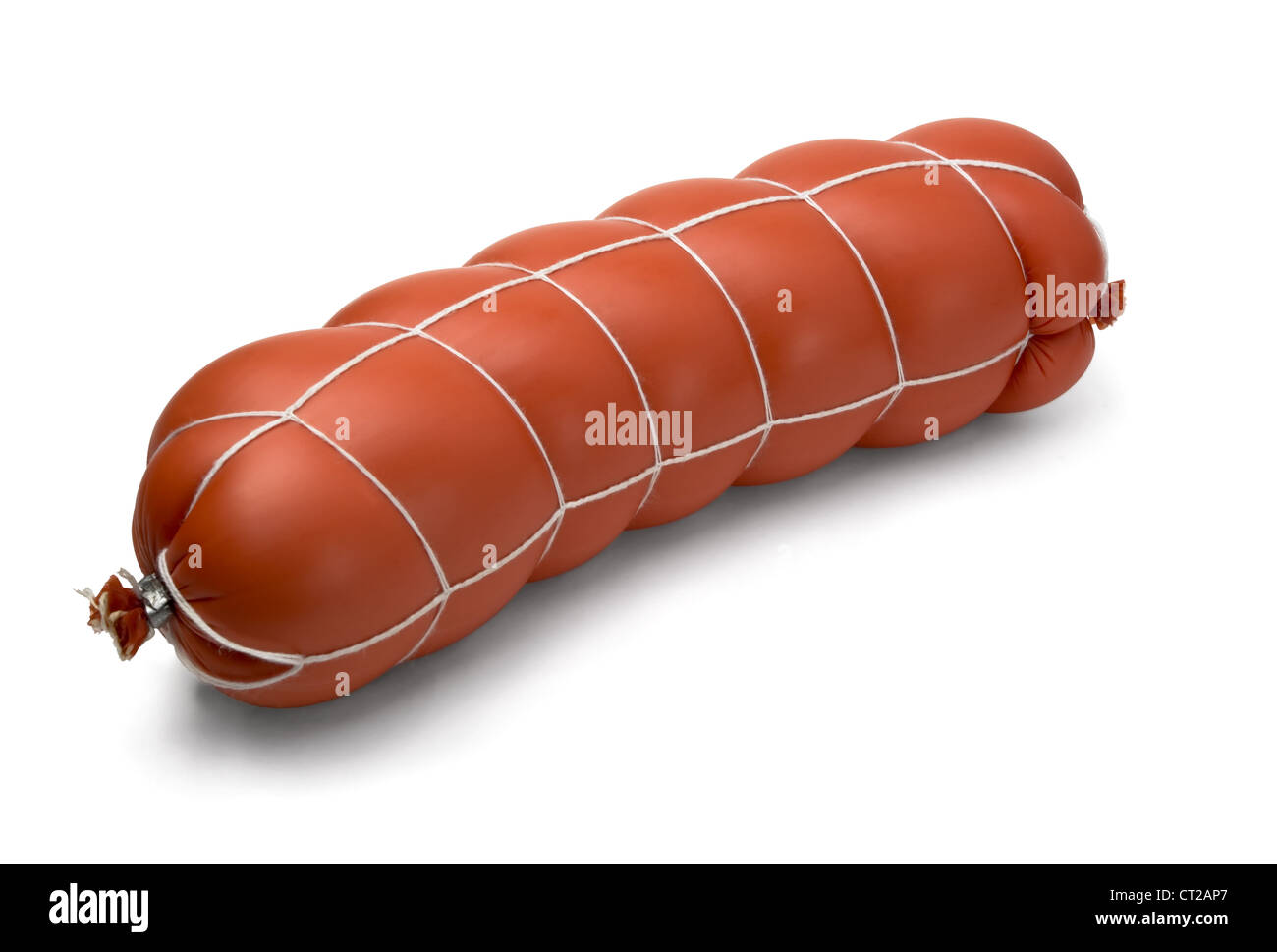 Cooked (boiled) sausage isolated on white Stock Photo