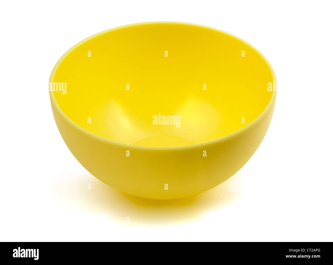 Yellow empty plastic bowl isolated on white Stock Photo