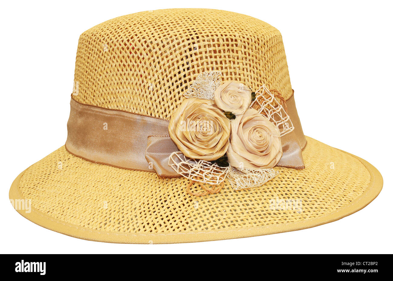 Hand-made straw hat decorated with dried flowers Stock Photo - Alamy