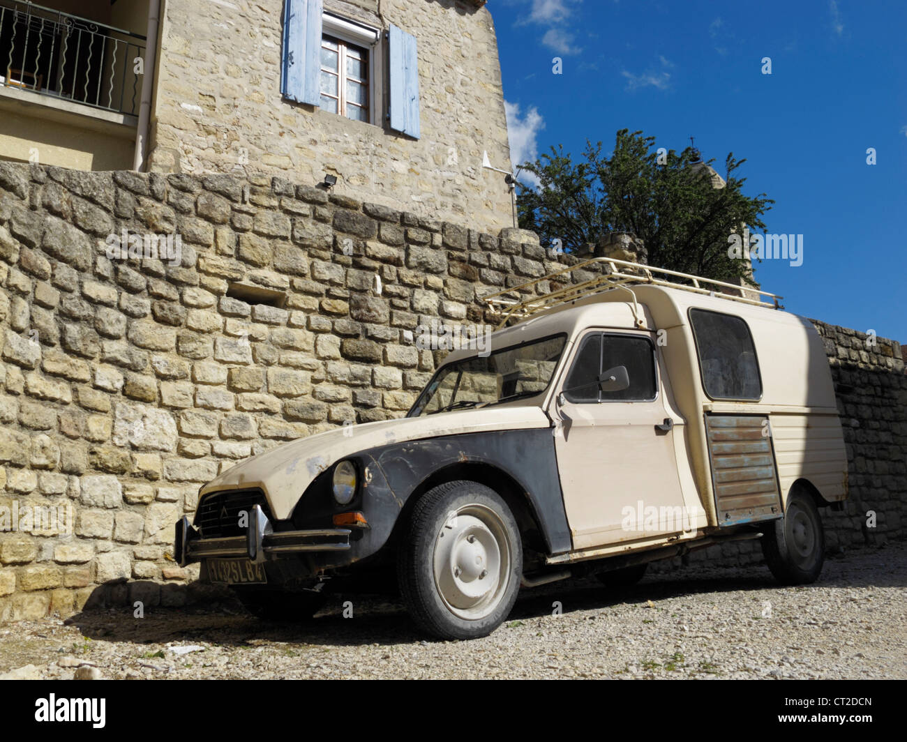 An old and battered Citroën Acadiane van at Mormoiron, Vaucluse, Provence, France. Stock Photo
