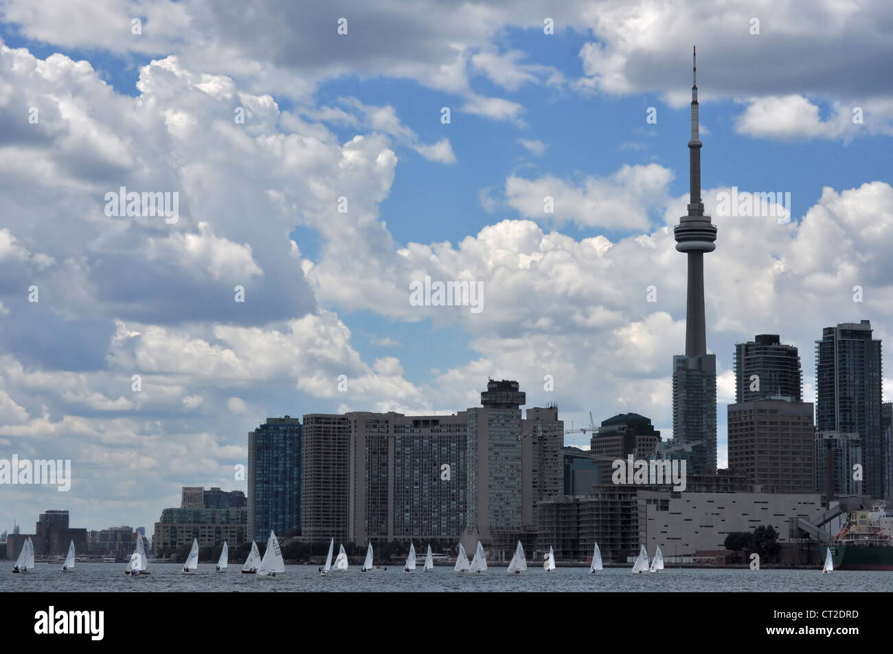 Downtown Toronto With CN Tower and Sailboats Stock Photo - Alamy