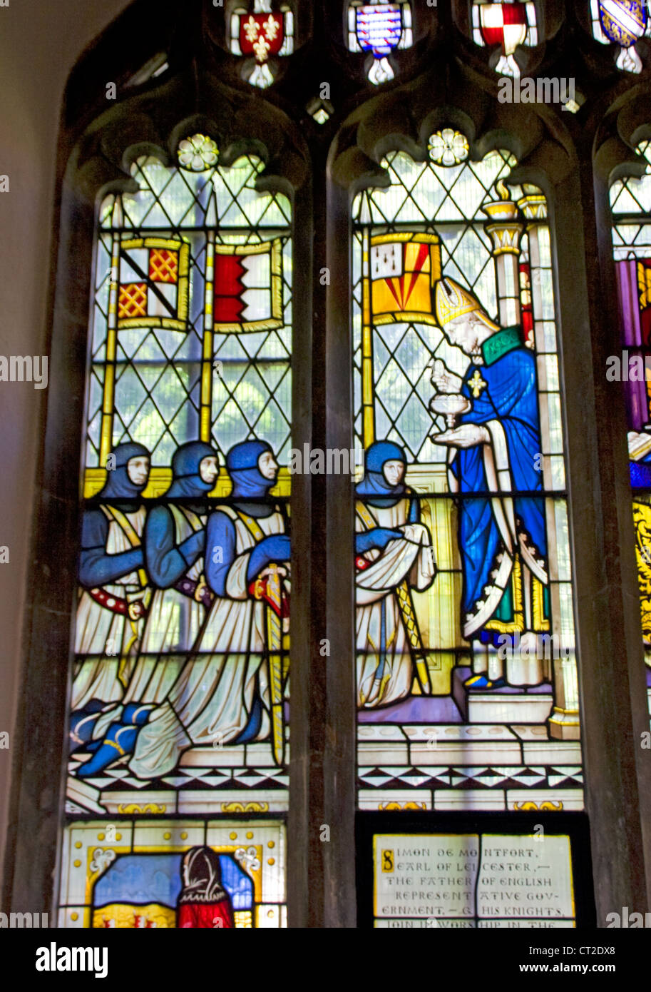Battle of  Evesham window St. Lawrence Church Evesham Worcestershire England  UK Stock Photo