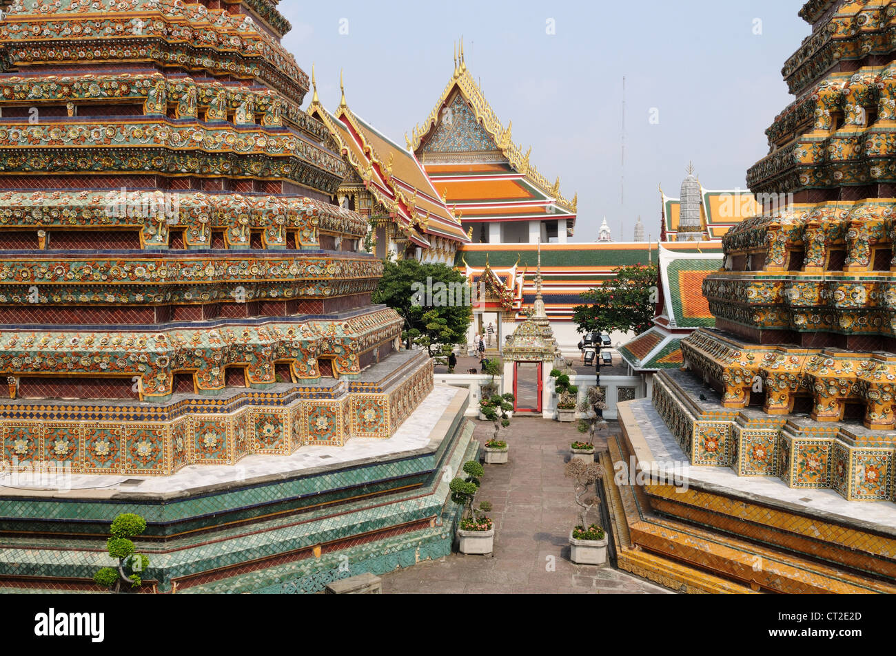 Onate mosaic Stupas at Wat Po Buddhist Temple Bankok Thailand Stock Photo