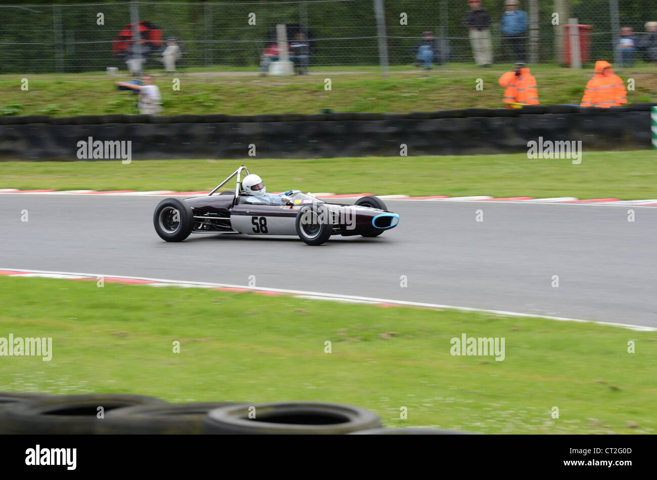 classic race car on circuit Stock Photo