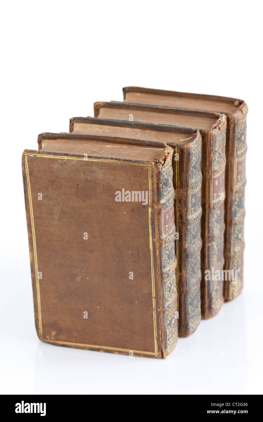 Four volumes of old books Stock Photo