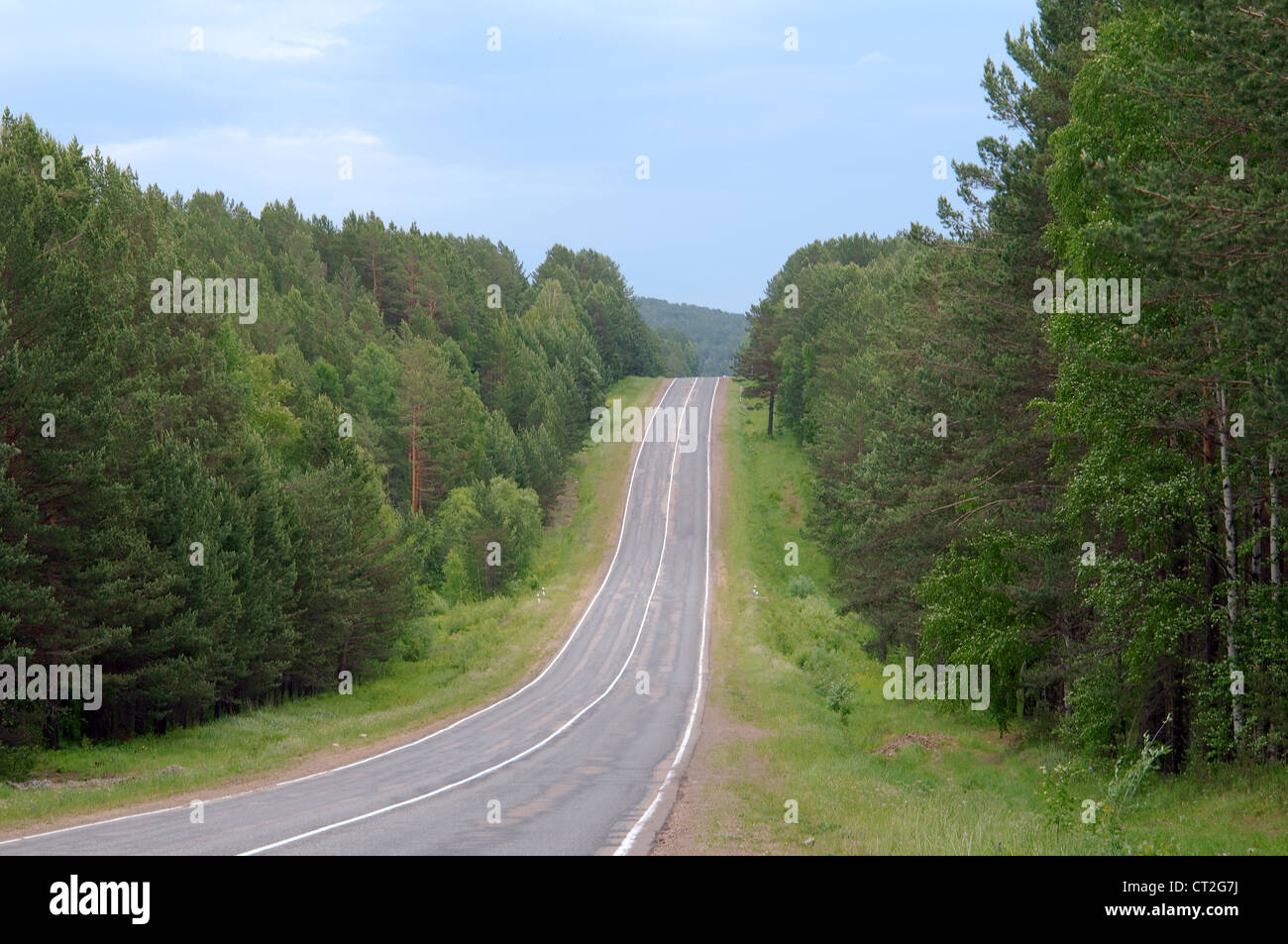 Road Irkutsk-Listvyanka, Irkutsk region, Siberia, Russian Federation Stock Photo