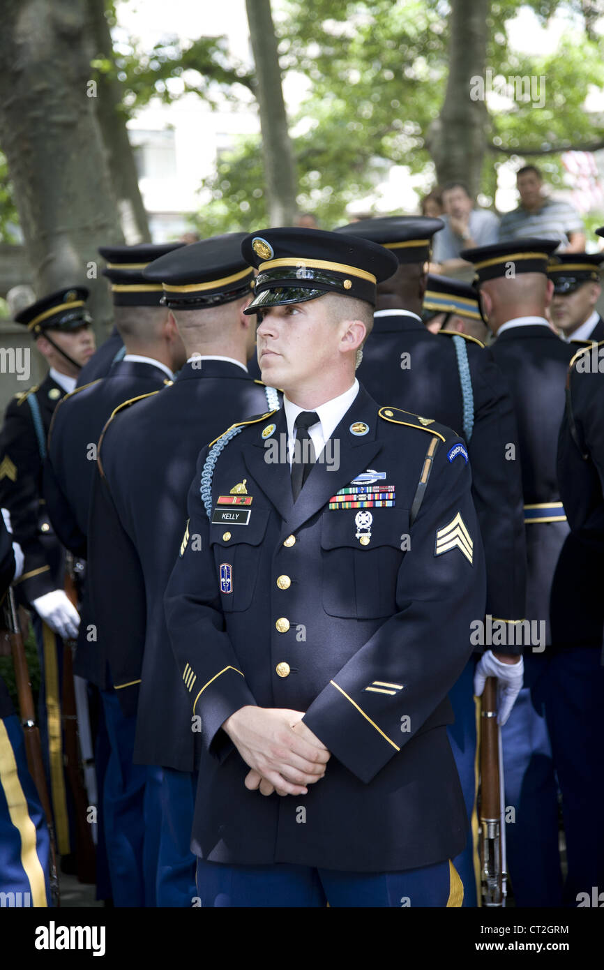 US Army 237th anniversary celebration in Bryant Park in New York City. Officer with the Army Honor Guard Stock Photo