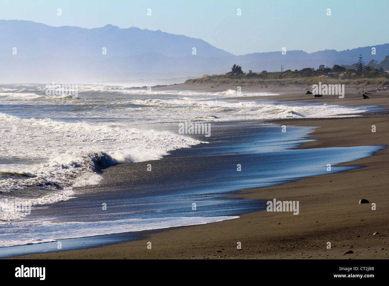 Pacific breakers hit the beach near Oamaru, New Zealand 4 Stock Photo